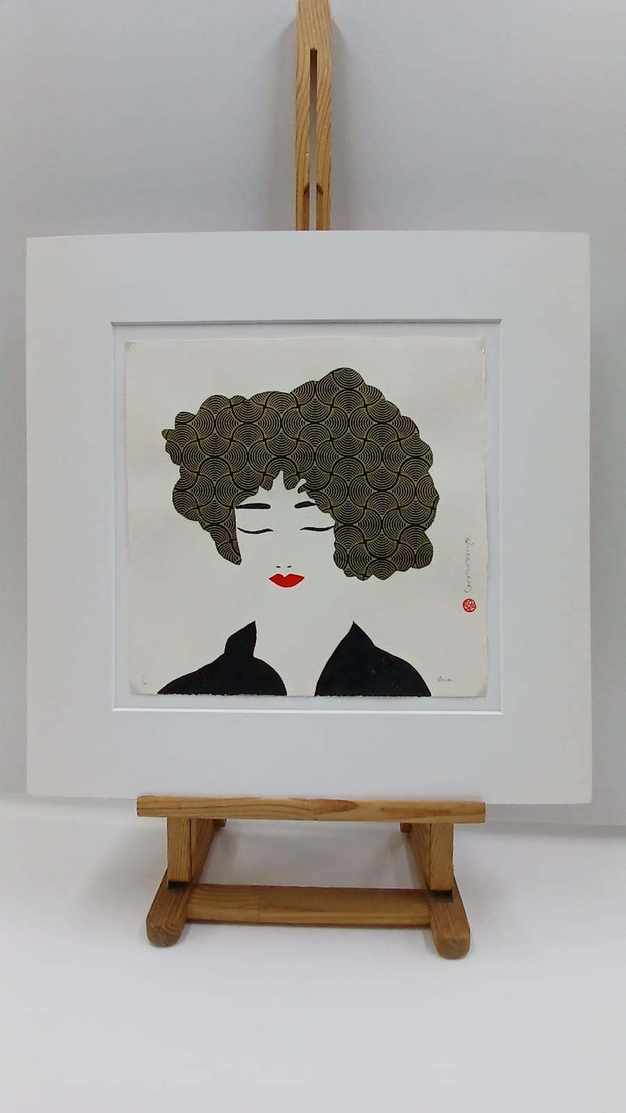 Obra de Cristina Gayarre — Retrato femenino dorado