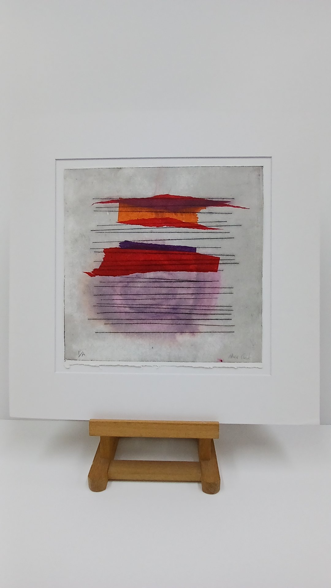 Obra de Ester Cuesta — Grabado abstracto rojo